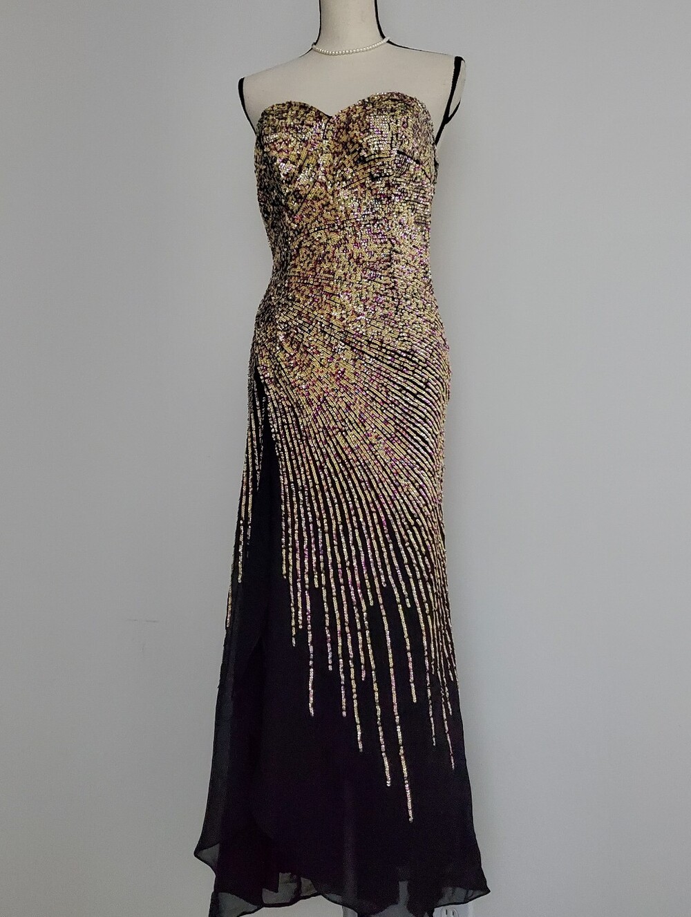 Terani Couture Glamour Beaded Strapless Evening Gown Size 8